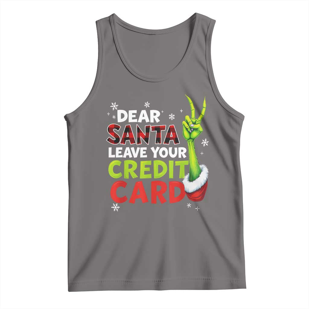 Funny Christmas Tank Top Dear Santa Leave Your Credit Card Red Plaid Pajamas TS10 Deep Heather Print Your Wear