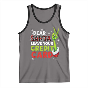 Funny Christmas Tank Top Dear Santa Leave Your Credit Card Red Plaid Pajamas TS10 Deep Heather Black Print Your Wear