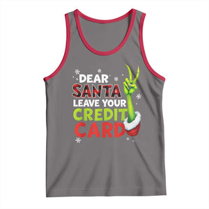 Funny Christmas Tank Top Dear Santa Leave Your Credit Card Red Plaid Pajamas TS10 Deep Heather Red Print Your Wear