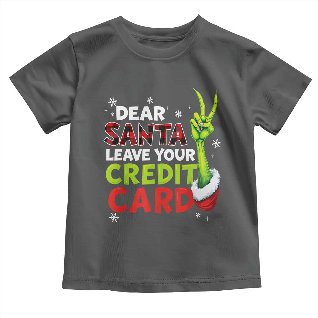 Funny Christmas Toddler T Shirt Dear Santa Leave Your Credit Card Red Plaid Pajamas TS10 Dark Heather Print Your Wear