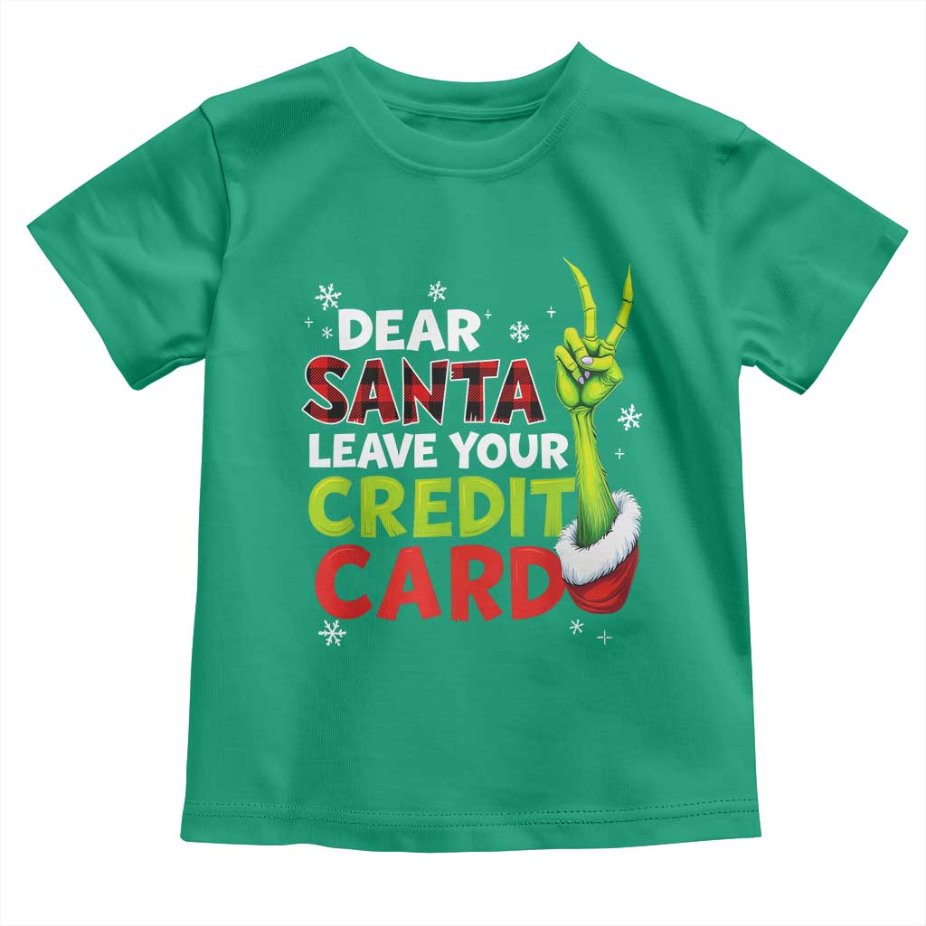 Funny Christmas Toddler T Shirt Dear Santa Leave Your Credit Card Red Plaid Pajamas TS10 Irish Green Print Your Wear