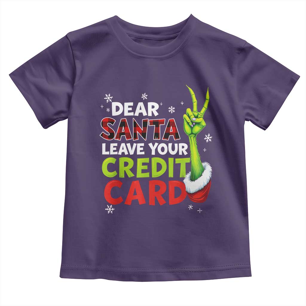 Funny Christmas Toddler T Shirt Dear Santa Leave Your Credit Card Red Plaid Pajamas TS10 Purple Print Your Wear