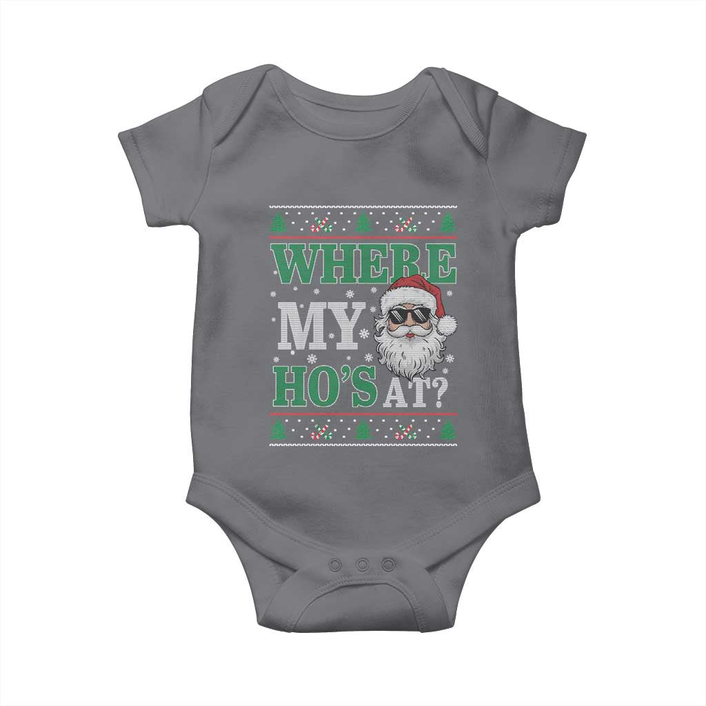 Where's My Ho At Matching Ugly Christmas Baby Onesie Santa Funny Couples TS10 Charcoal Print Your Wear
