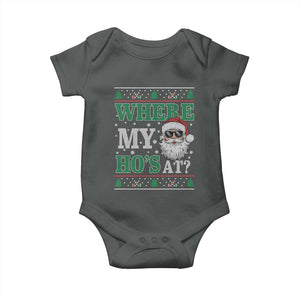 Where's My Ho At Matching Ugly Christmas Baby Onesie Santa Funny Couples TS10 Dark Heather Print Your Wear