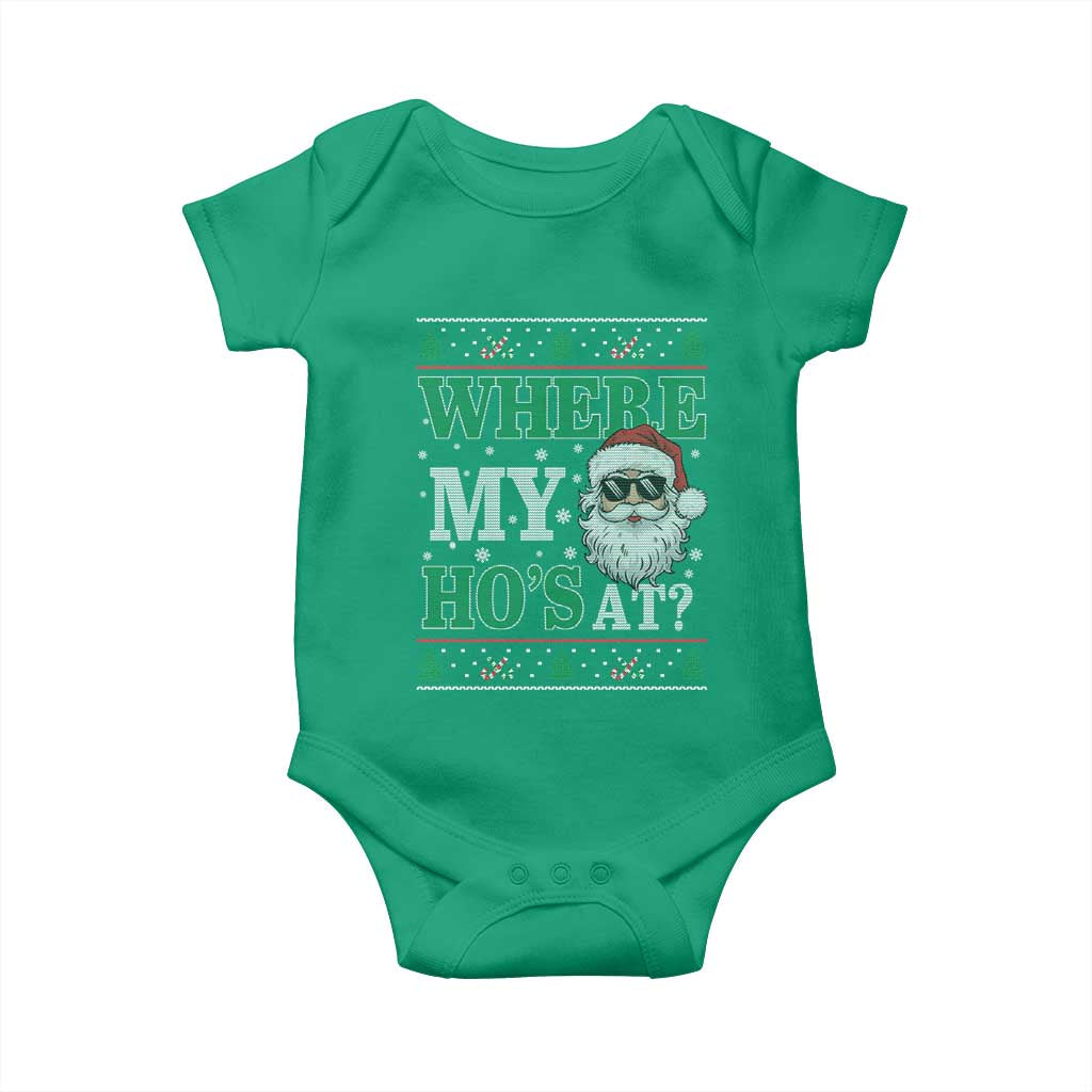 Where's My Ho At Matching Ugly Christmas Baby Onesie Santa Funny Couples TS10 Irish Green Print Your Wear