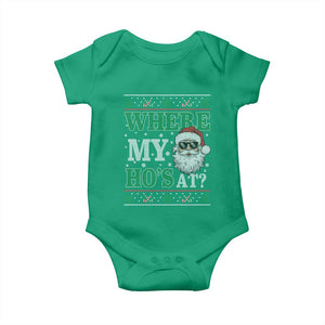 Where's My Ho At Matching Ugly Christmas Baby Onesie Santa Funny Couples TS10 Irish Green Print Your Wear