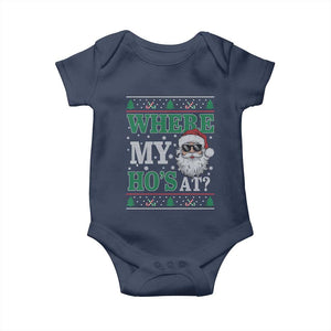 Where's My Ho At Matching Ugly Christmas Baby Onesie Santa Funny Couples TS10 Navy Print Your Wear