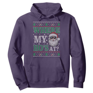 Where's My Ho At Matching Ugly Christmas Hoodie Santa Funny Couples TS10 Purple Print Your Wear