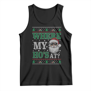 Where's My Ho At Matching Ugly Christmas Tank Top Santa Funny Couples TS10 Black Print Your Wear