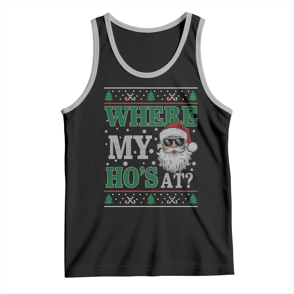 Where's My Ho At Matching Ugly Christmas Tank Top Santa Funny Couples TS10 Black Athletic Heather Print Your Wear