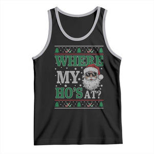 Where's My Ho At Matching Ugly Christmas Tank Top Santa Funny Couples TS10 Black Athletic Heather Print Your Wear