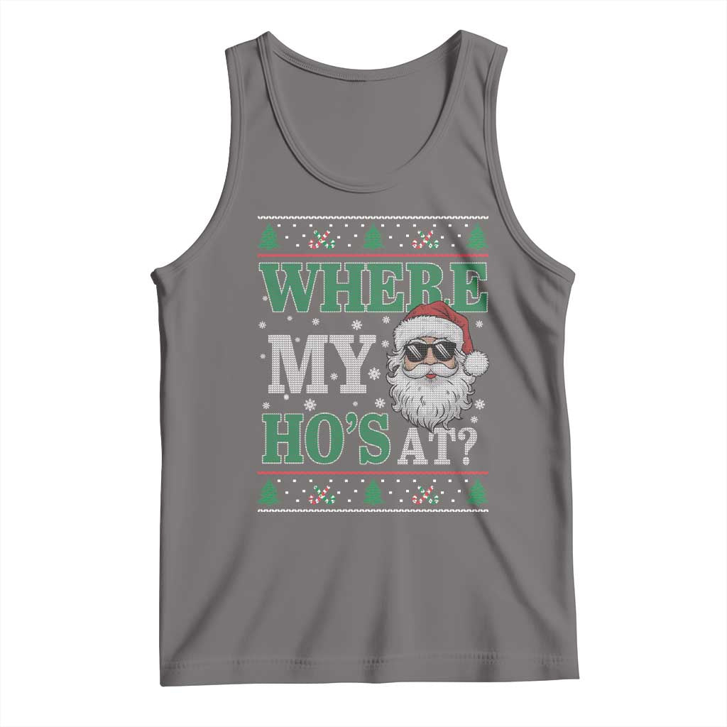 Where's My Ho At Matching Ugly Christmas Tank Top Santa Funny Couples TS10 Deep Heather Print Your Wear