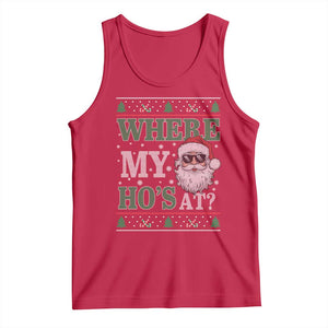 Where's My Ho At Matching Ugly Christmas Tank Top Santa Funny Couples TS10 Red Print Your Wear
