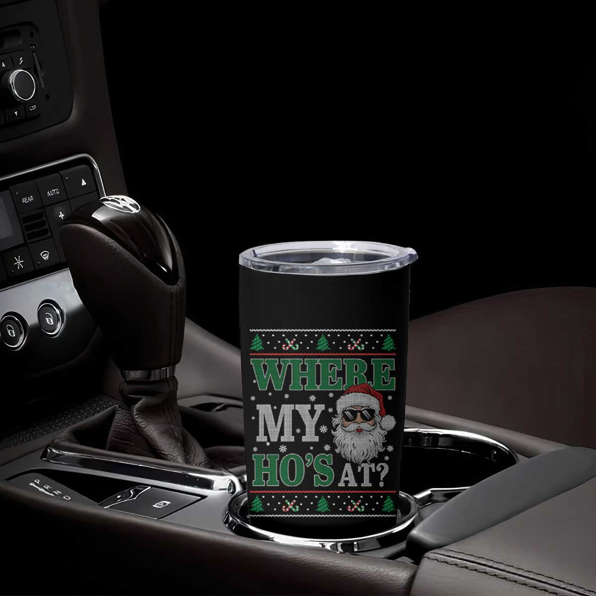 Where's My Ho At Matching Ugly Christmas Tumbler Cup Santa Funny Couples TS10 Print Your Wear