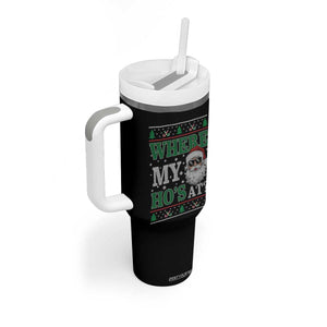 Where's My Ho At Matching Ugly Christmas Tumbler With Handle Santa Funny Couples TS10 Print Your Wear