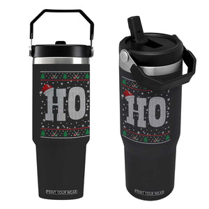 Where's My Ho At Matching Ugly Christmas Flip Straw Tumbler Ho Funny Couples TS10 One Size: 30 oz Black Print Your Wear