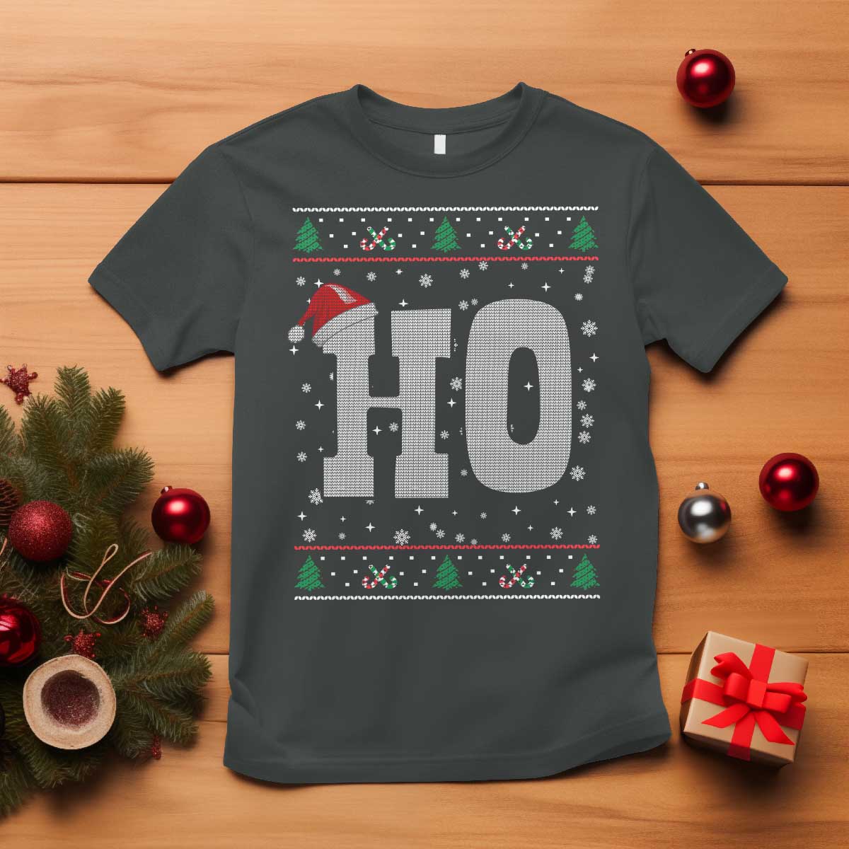 Where's My Ho At Matching Ugly Christmas T Shirt Ho Funny Couples TS10 Dark Heather Print Your Wear