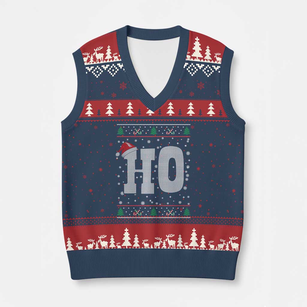 Where's My Ho At Matching Ugly Xmas V-Neck Knit Sweater Vest Ho Funny Couples TS10 Navy Red Print Your Wear