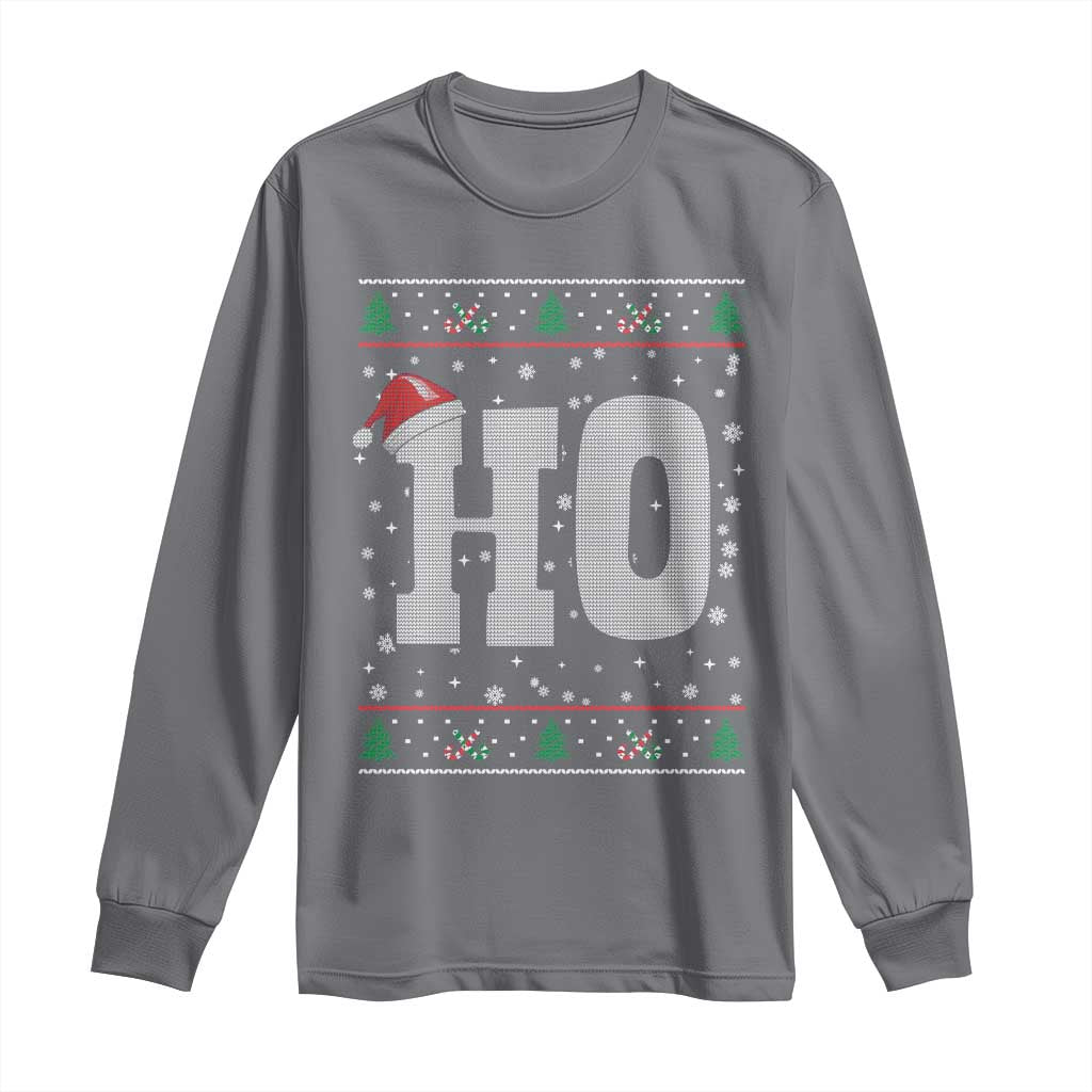 Where's My Ho At Matching Ugly Christmas Long Sleeve Shirt Ho Funny Couples TS10 Charcoal Print Your Wear