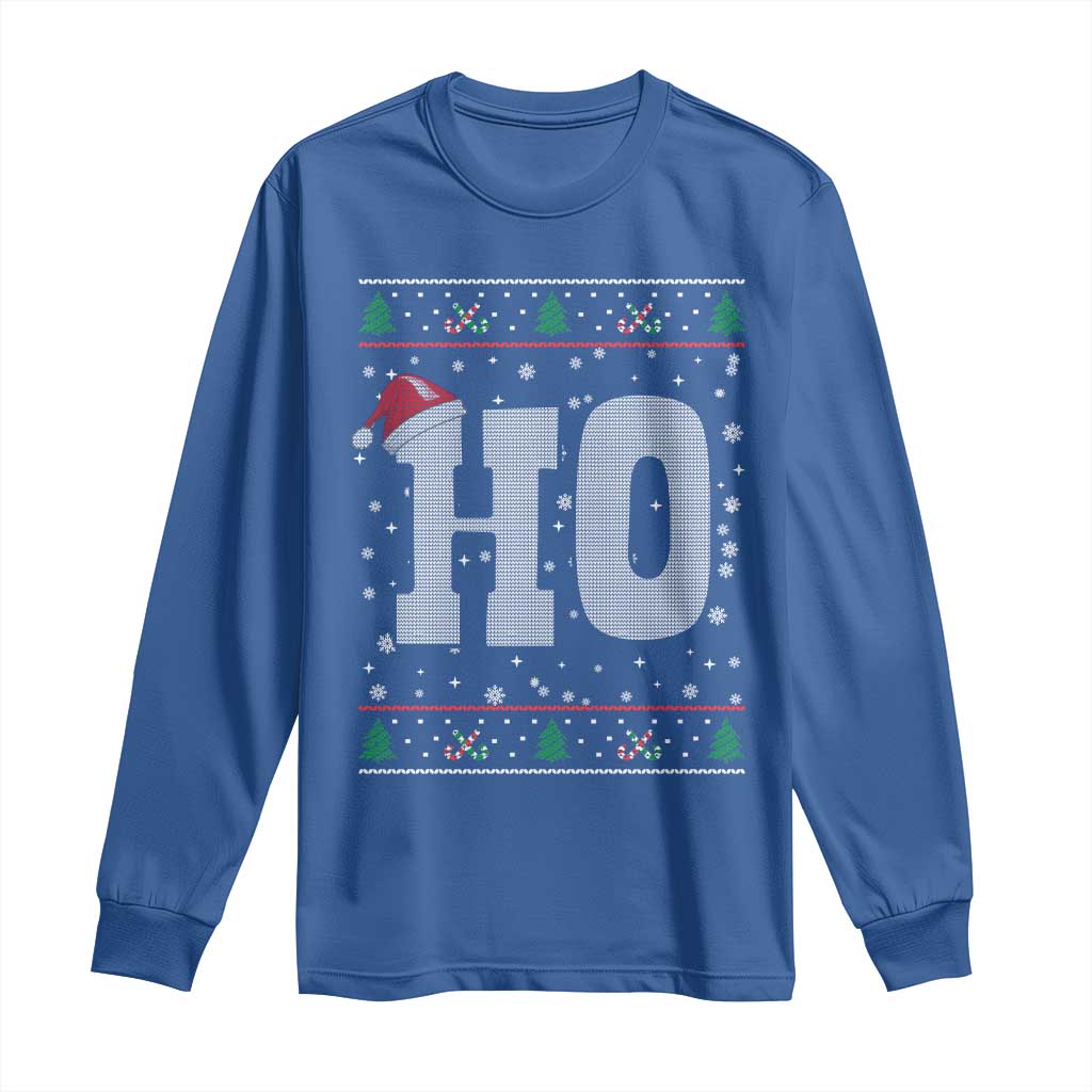 Where's My Ho At Matching Ugly Christmas Long Sleeve Shirt Ho Funny Couples TS10 Royal Blue Print Your Wear