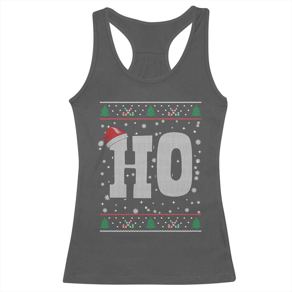 Where's My Ho At Matching Ugly Christmas Racerback Tank Top Ho Funny Couples TS10 Dark Heather Print Your Wear