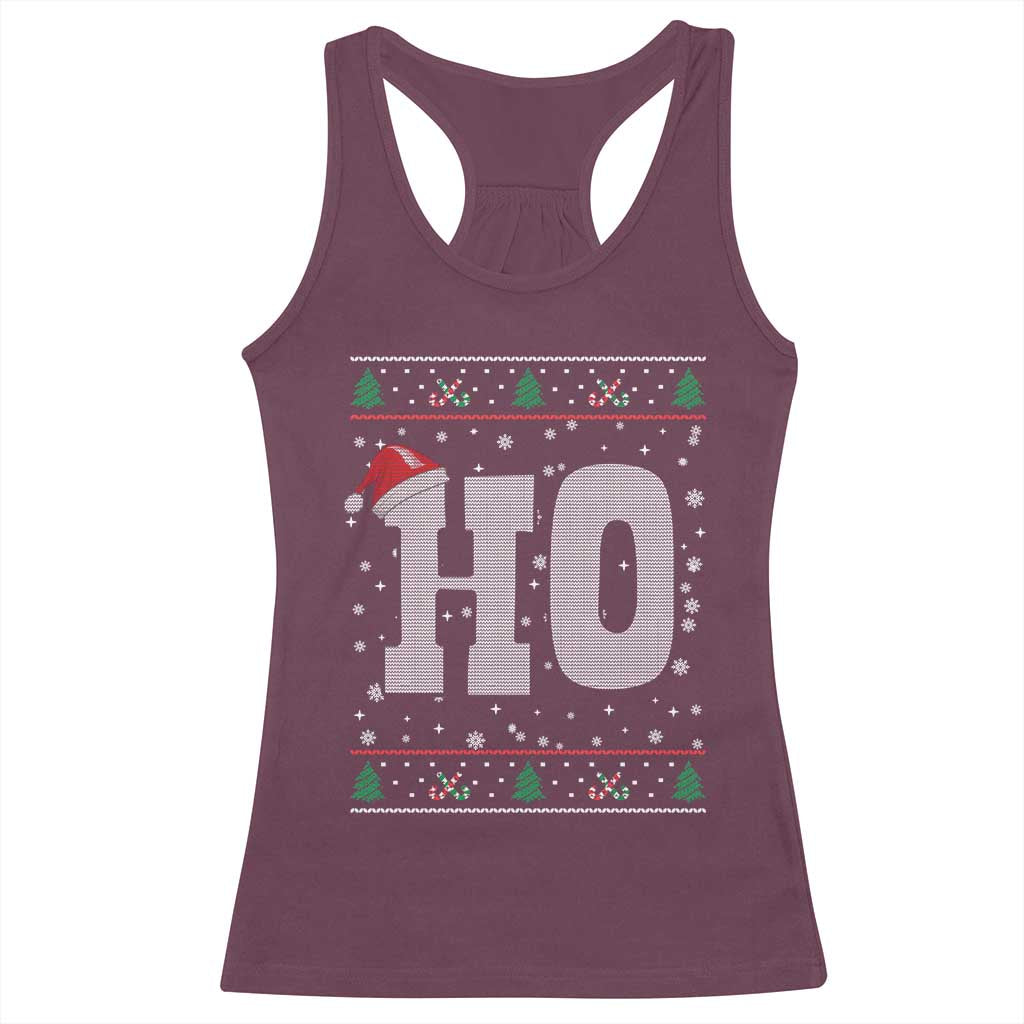 Where's My Ho At Matching Ugly Christmas Racerback Tank Top Ho Funny Couples TS10 Maroon Print Your Wear
