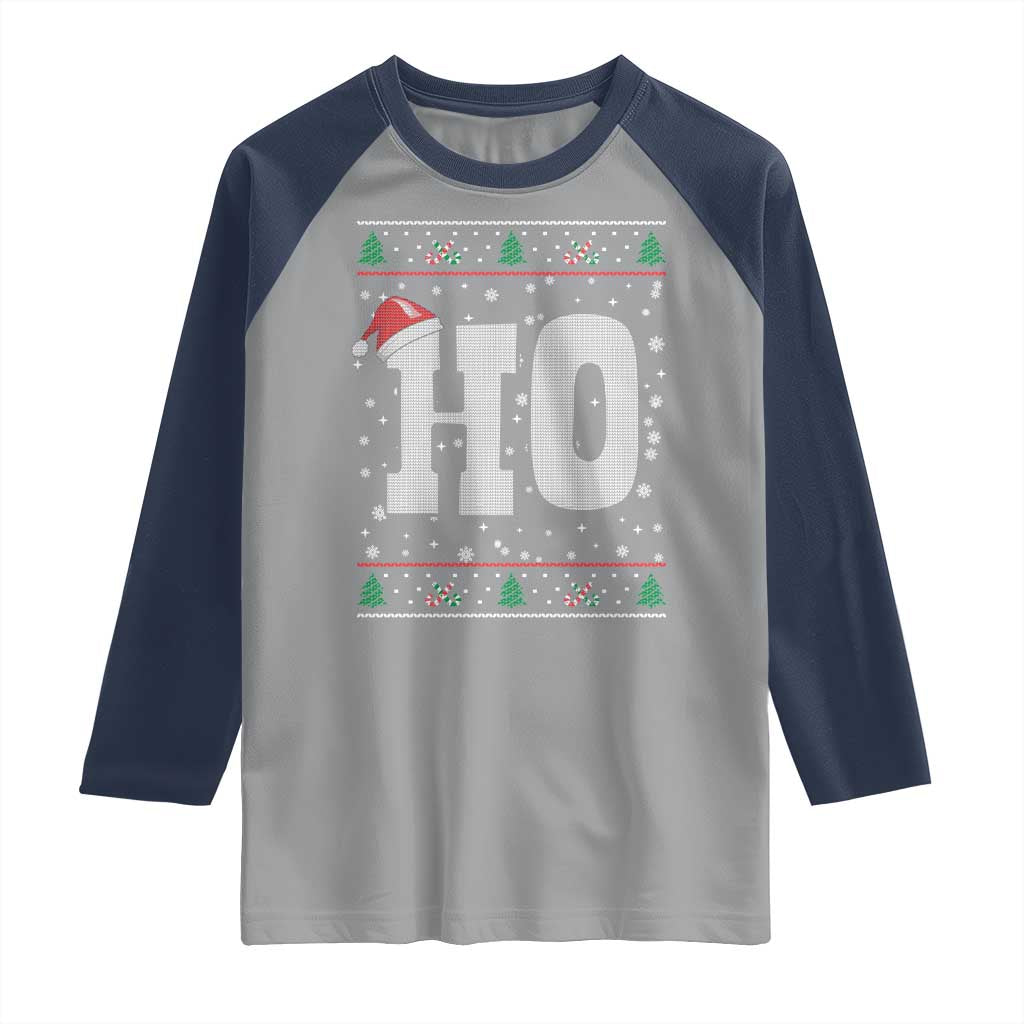 Where's My Ho At Matching Ugly Christmas Raglan Shirt Ho Funny Couples TS10 Sport Gray Navy Print Your Wear