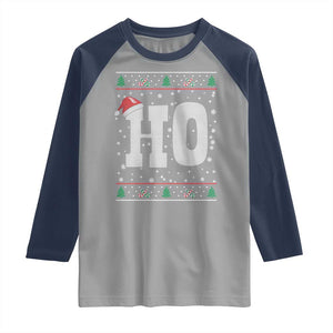 Where's My Ho At Matching Ugly Christmas Raglan Shirt Ho Funny Couples TS10 Sport Gray Navy Print Your Wear