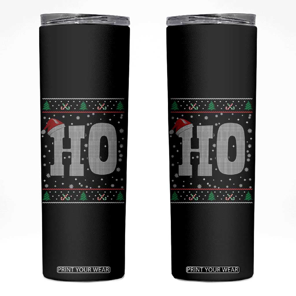 Where's My Ho At Matching Ugly Christmas Skinny Tumbler Ho Funny Couples TS10 Black Print Your Wear