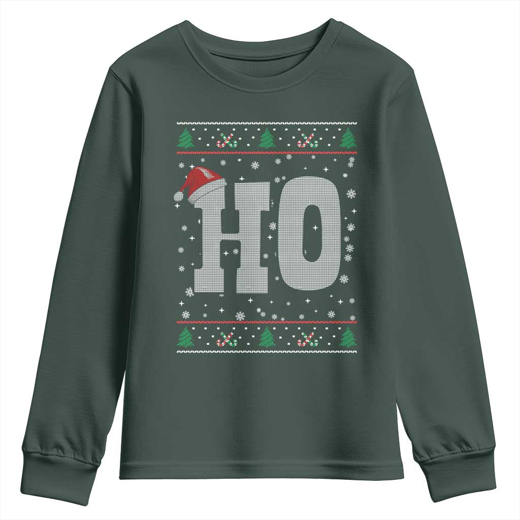 Where's My Ho At Matching Ugly Christmas Youth Sweatshirt Ho Funny Couples TS10 Dark Forest Green Print Your Wear