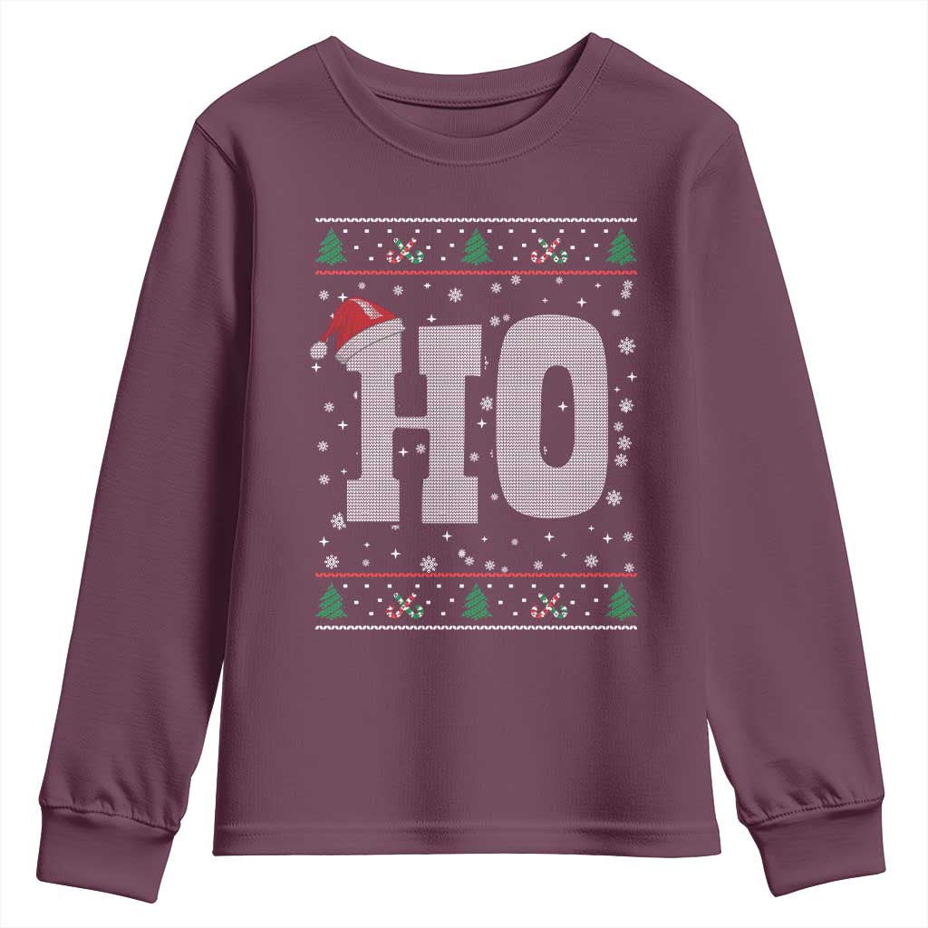 Where's My Ho At Matching Ugly Christmas Youth Sweatshirt Ho Funny Couples TS10 Maroon Print Your Wear