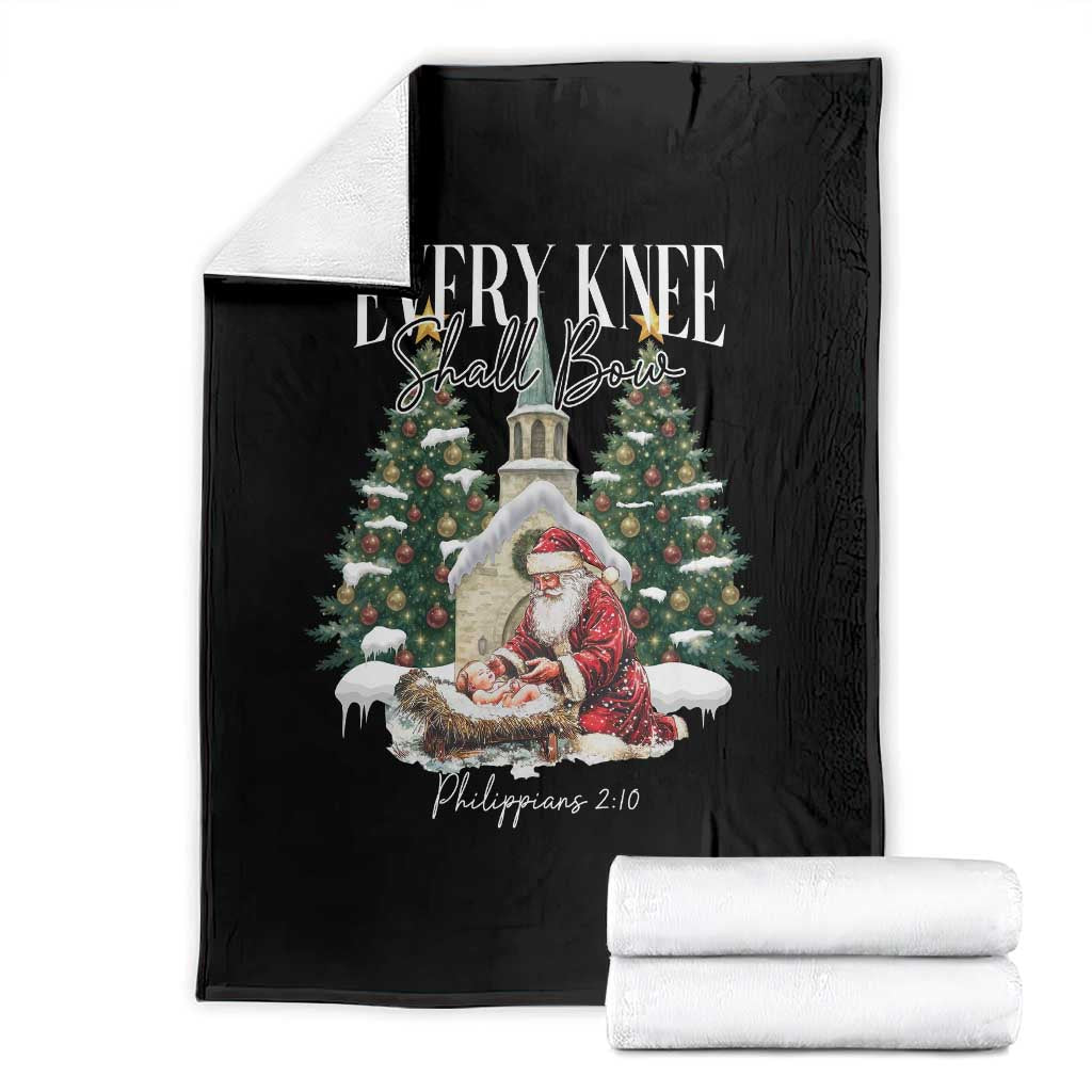 Every Knee Shall Bow Throw Blanket Nativity Scene Santa and Baby Jesus Christmas TS10 Black Print Your Wear