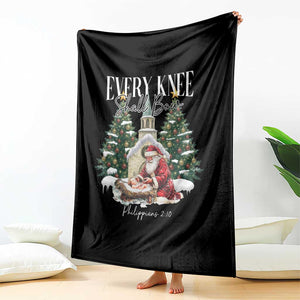 Every Knee Shall Bow Throw Blanket Nativity Scene Santa and Baby Jesus Christmas TS10 Print Your Wear