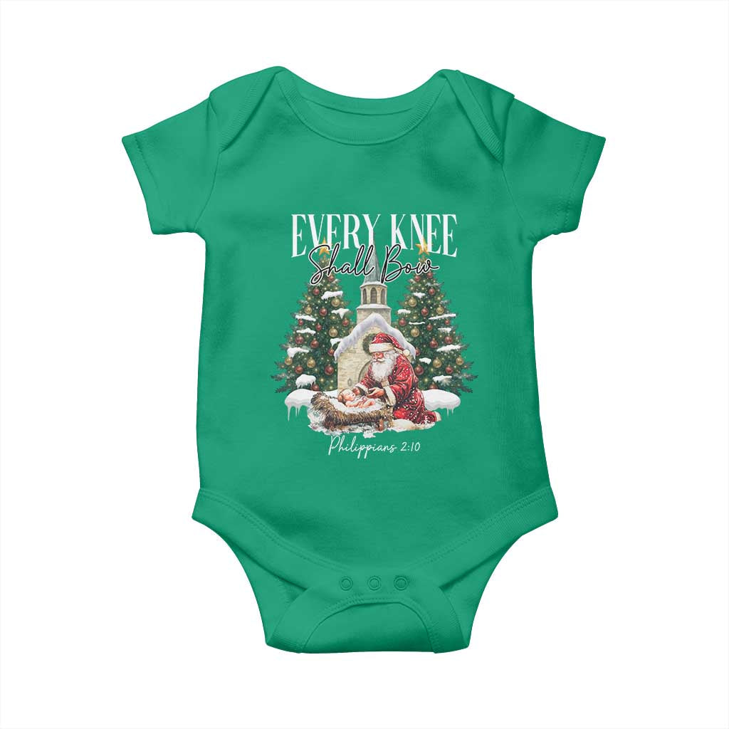 Every Knee Shall Bow Baby Onesie Nativity Scene Santa and Baby Jesus Christmas TS10 Irish Green Print Your Wear