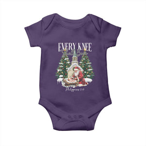 Every Knee Shall Bow Baby Onesie Nativity Scene Santa and Baby Jesus Christmas TS10 Purple Print Your Wear