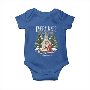 Every Knee Shall Bow Baby Onesie Nativity Scene Santa and Baby Jesus Christmas TS10 Royal Blue Print Your Wear