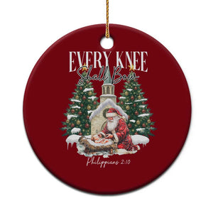 Every Knee Shall Bow Ceramic Ornament Nativity Scene Santa and Baby Jesus Christmas TS10 1pc Red Print Your Wear