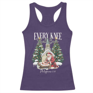 Every Knee Shall Bow Racerback Tank Top Nativity Scene Santa and Baby Jesus Christmas TS10 Purple Print Your Wear
