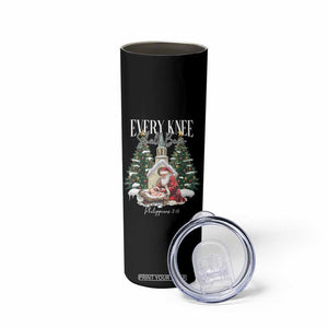 Every Knee Shall Bow Skinny Tumbler Nativity Scene Santa and Baby Jesus Christmas TS10 Print Your Wear