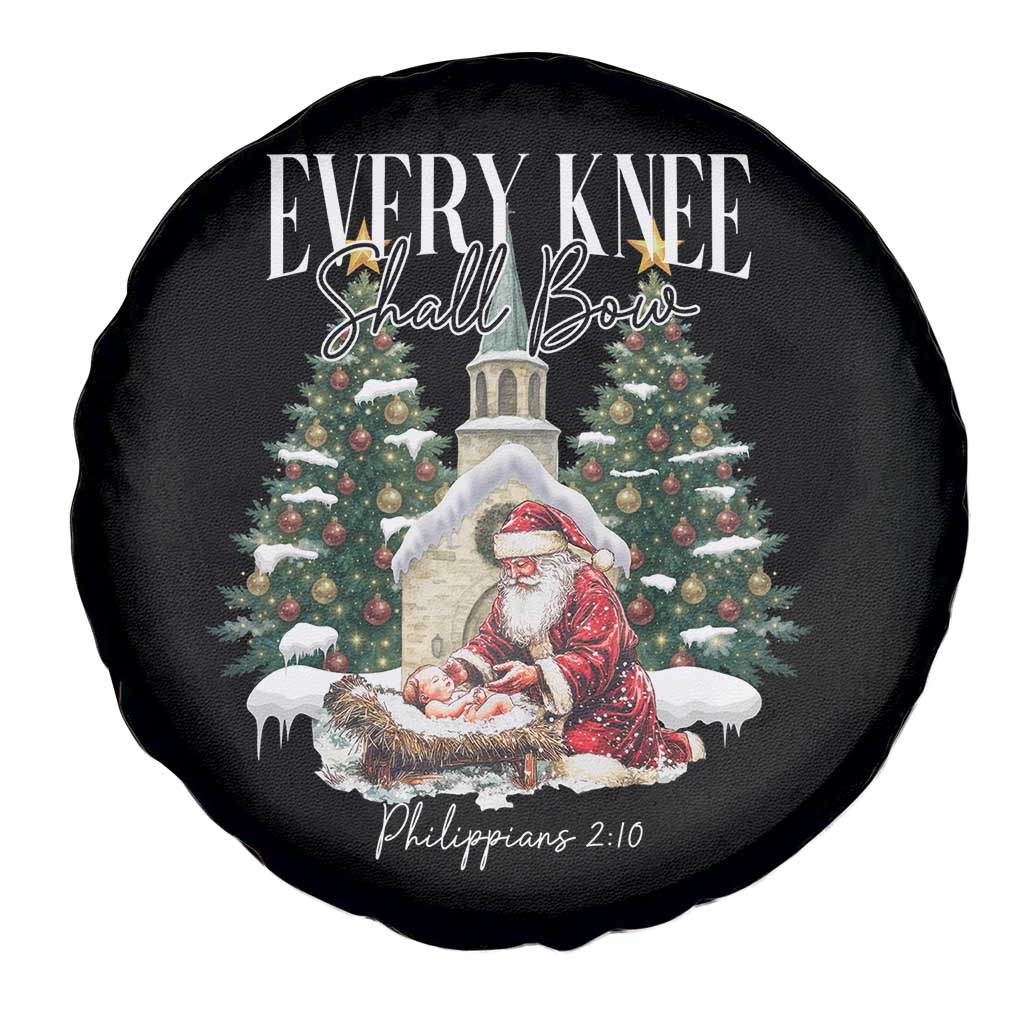 Every Knee Shall Bow Spare Tire Cover Nativity Scene Santa and Baby Jesus Christmas TS10 Print Your Wear
