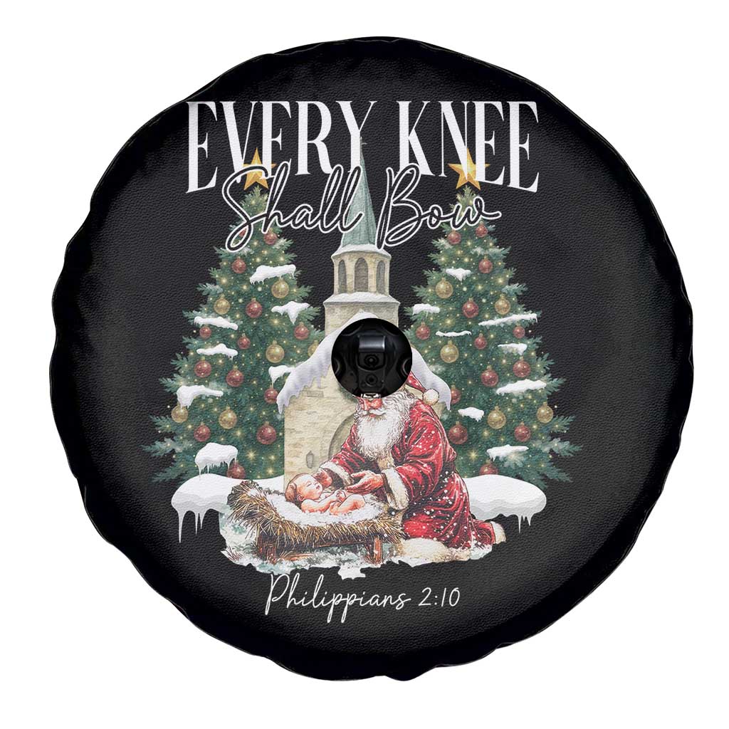Every Knee Shall Bow Spare Tire Cover Nativity Scene Santa and Baby Jesus Christmas TS10 Print Your Wear
