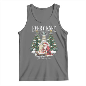 Every Knee Shall Bow Tank Top Nativity Scene Santa and Baby Jesus Christmas TS10 Black Heather Print Your Wear