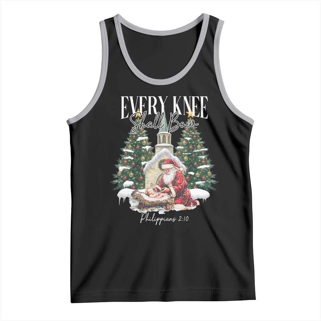 Every Knee Shall Bow Tank Top Nativity Scene Santa and Baby Jesus Christmas TS10 Black Athletic Heather Print Your Wear