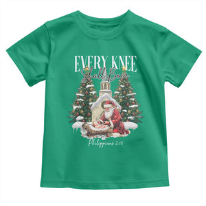 Every Knee Shall Bow Toddler T Shirt Nativity Scene Santa and Baby Jesus Christmas TS10 Irish Green Print Your Wear