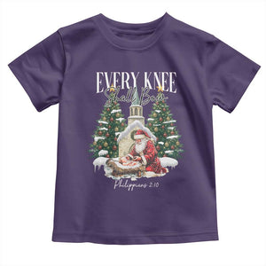 Every Knee Shall Bow Toddler T Shirt Nativity Scene Santa and Baby Jesus Christmas TS10 Purple Print Your Wear