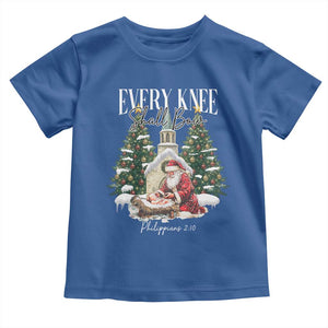 Every Knee Shall Bow Toddler T Shirt Nativity Scene Santa and Baby Jesus Christmas TS10 Royal Blue Print Your Wear