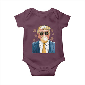 Trump Bitcoin Baby Onesie 2024 President Funny Golden Trump Bubble Gum TS10 Maroon Print Your Wear