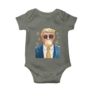 Trump Bitcoin Baby Onesie 2024 President Funny Golden Trump Bubble Gum TS10 Military Green Print Your Wear