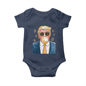 Trump Bitcoin Baby Onesie 2024 President Funny Golden Trump Bubble Gum TS10 Navy Print Your Wear