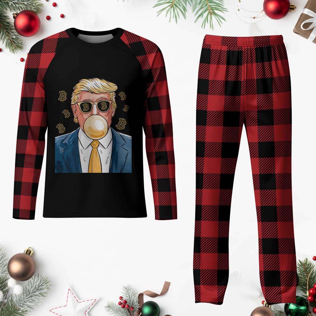 Trump Bitcoin Plaid Pajama Set 2024 President Funny Golden Trump Bubble Gum TS10 Buffalo Plaid Print Your Wear